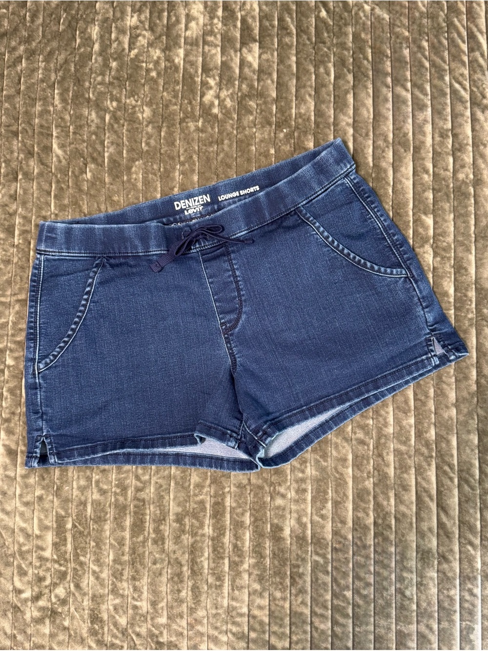 Levi's Denizen Navy Wash Stretch Denim Drawstring Lounge Shorts - Picture 2 of 8